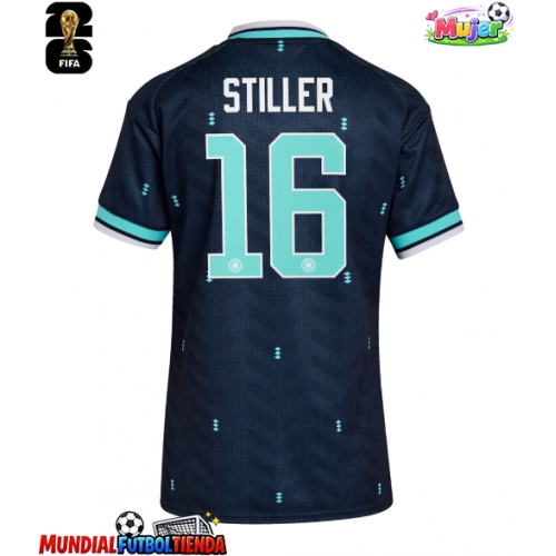 Camiseta Alemania Angelo Stiller #16 Segunda Equipación Replica Mundial 2026 para mujer mangas cortas